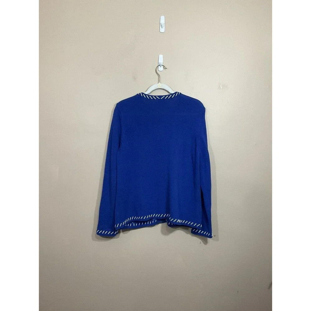 Womens Beaded Christmas Cardigan PL Blue Snowflakes Holiday Sequin Ugly Sweater